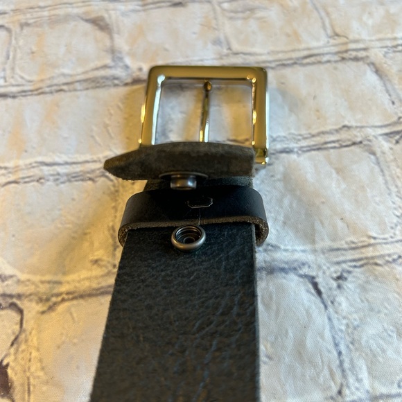 GENUINE FULL GRAIN BLACK LEATHER CHANGEABLE BUCKLE MENS CHUNKY BELT SIZE 50 - Picture 7 of 10